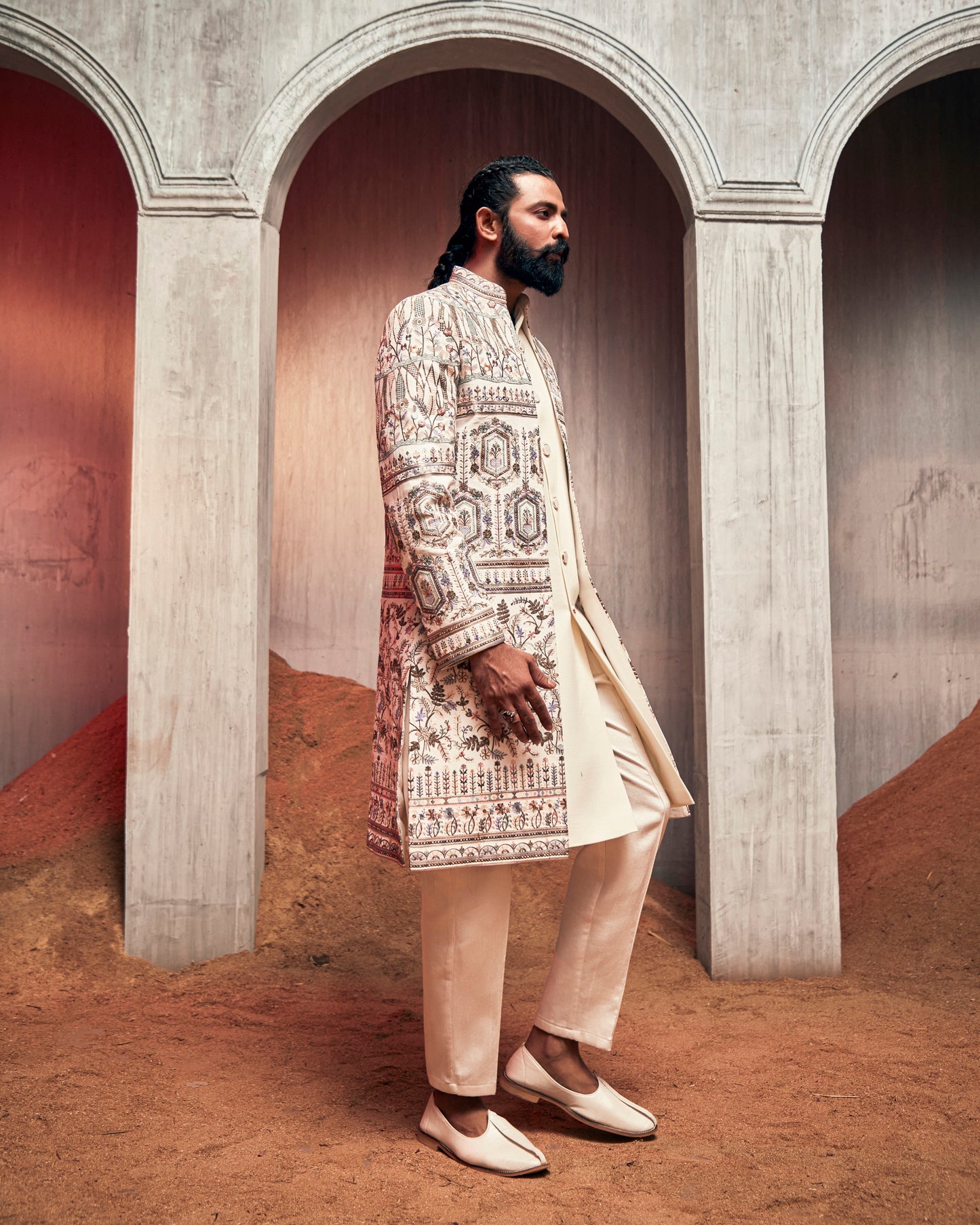 Off white Embroidered Indo set