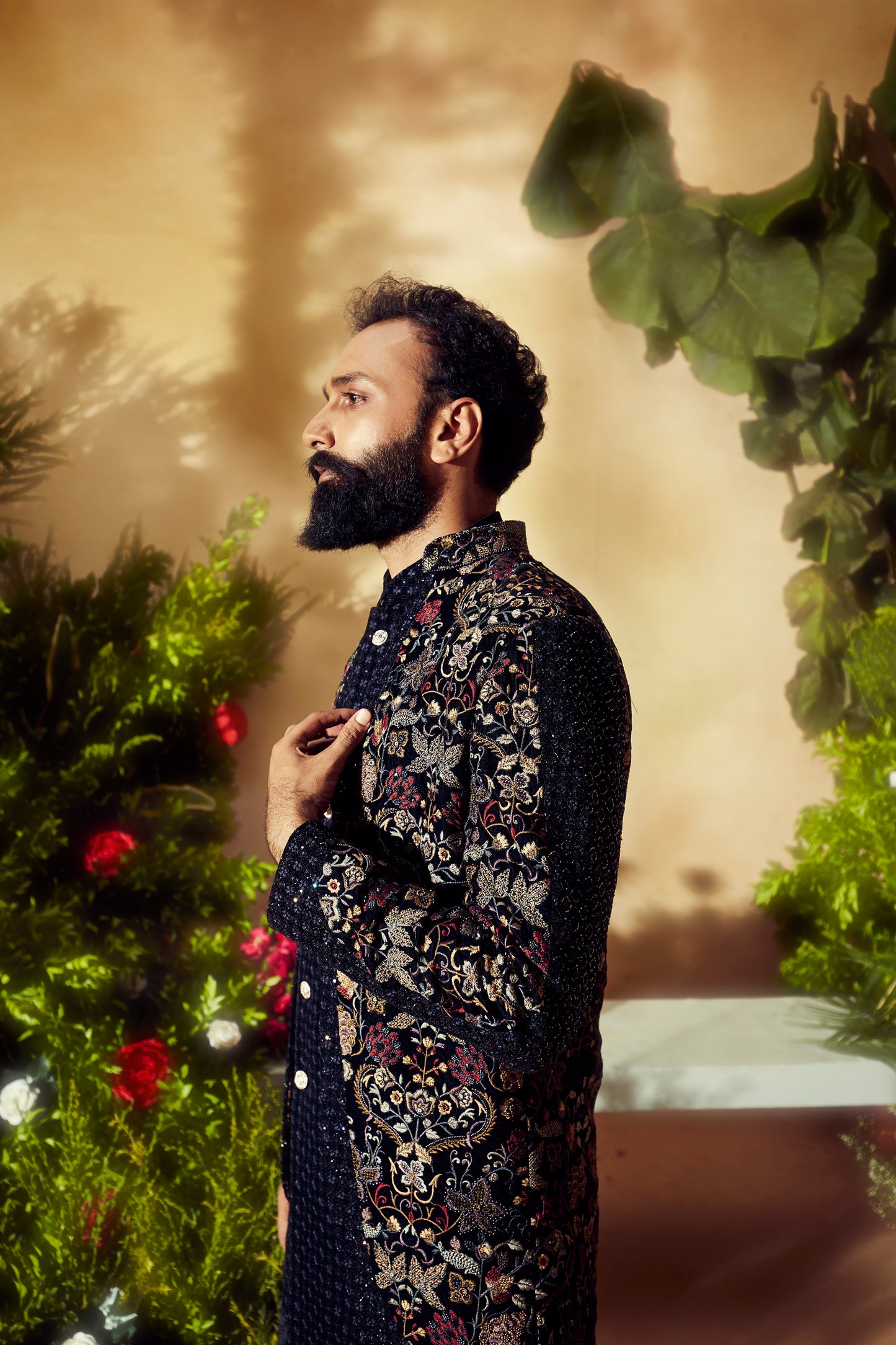 Blue Embroidered Indo Set