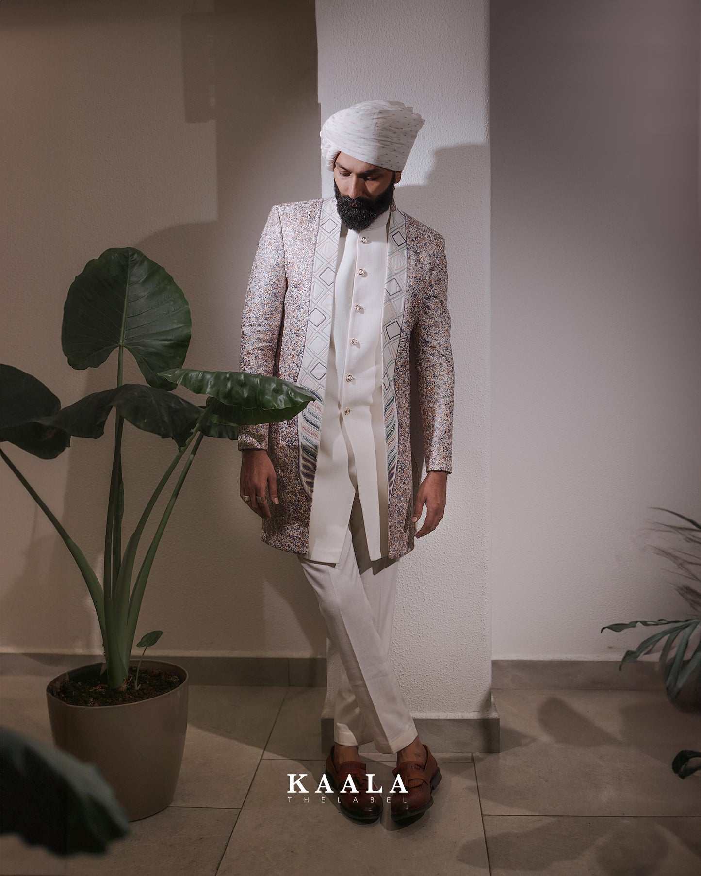 White Embroidered Indo set