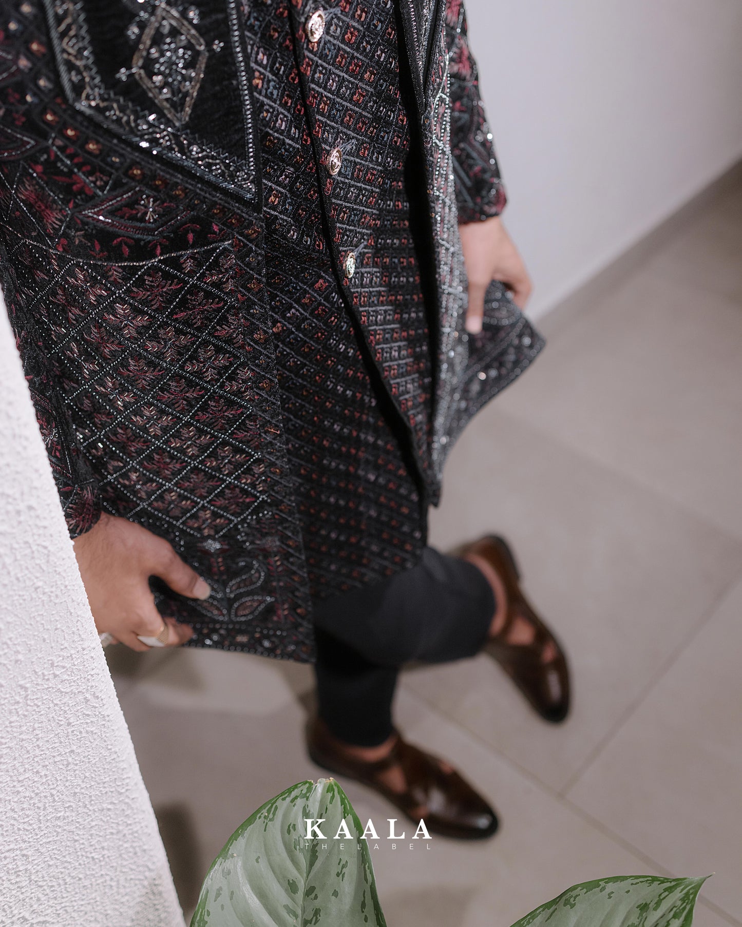 Navy multi Embroidered Indo set