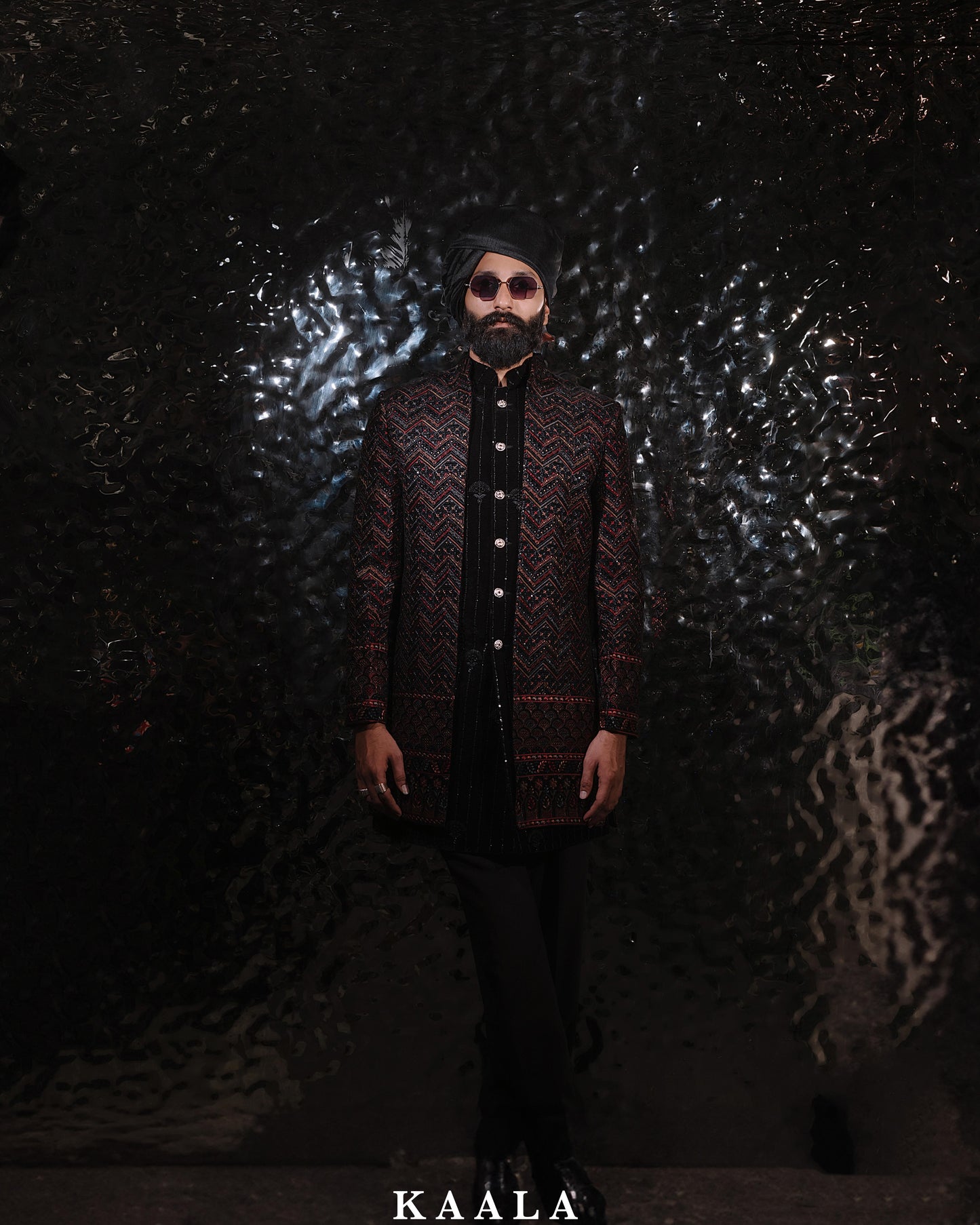 Black multi Embroidered Indo Set