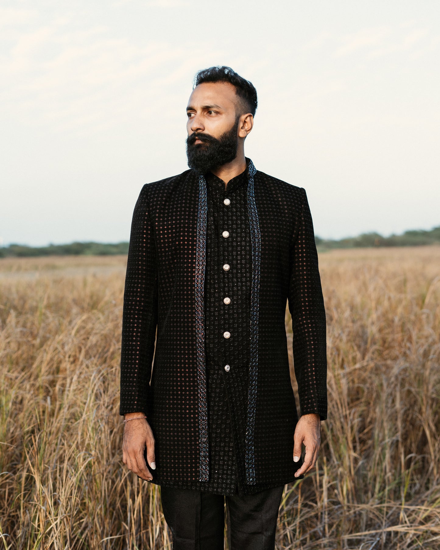 Black Embroidered Indo Set