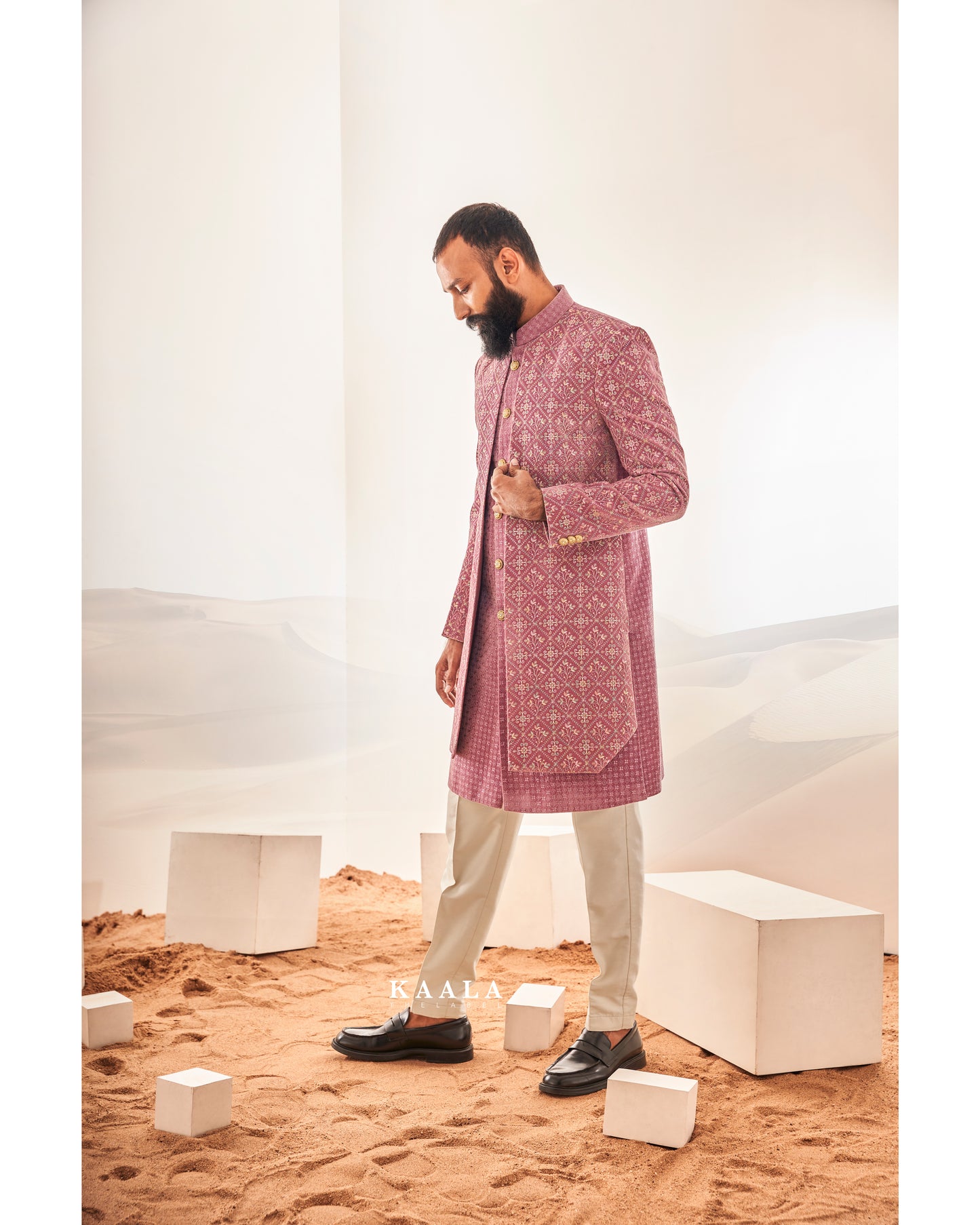 Onion Pink Embroidered Indo Set