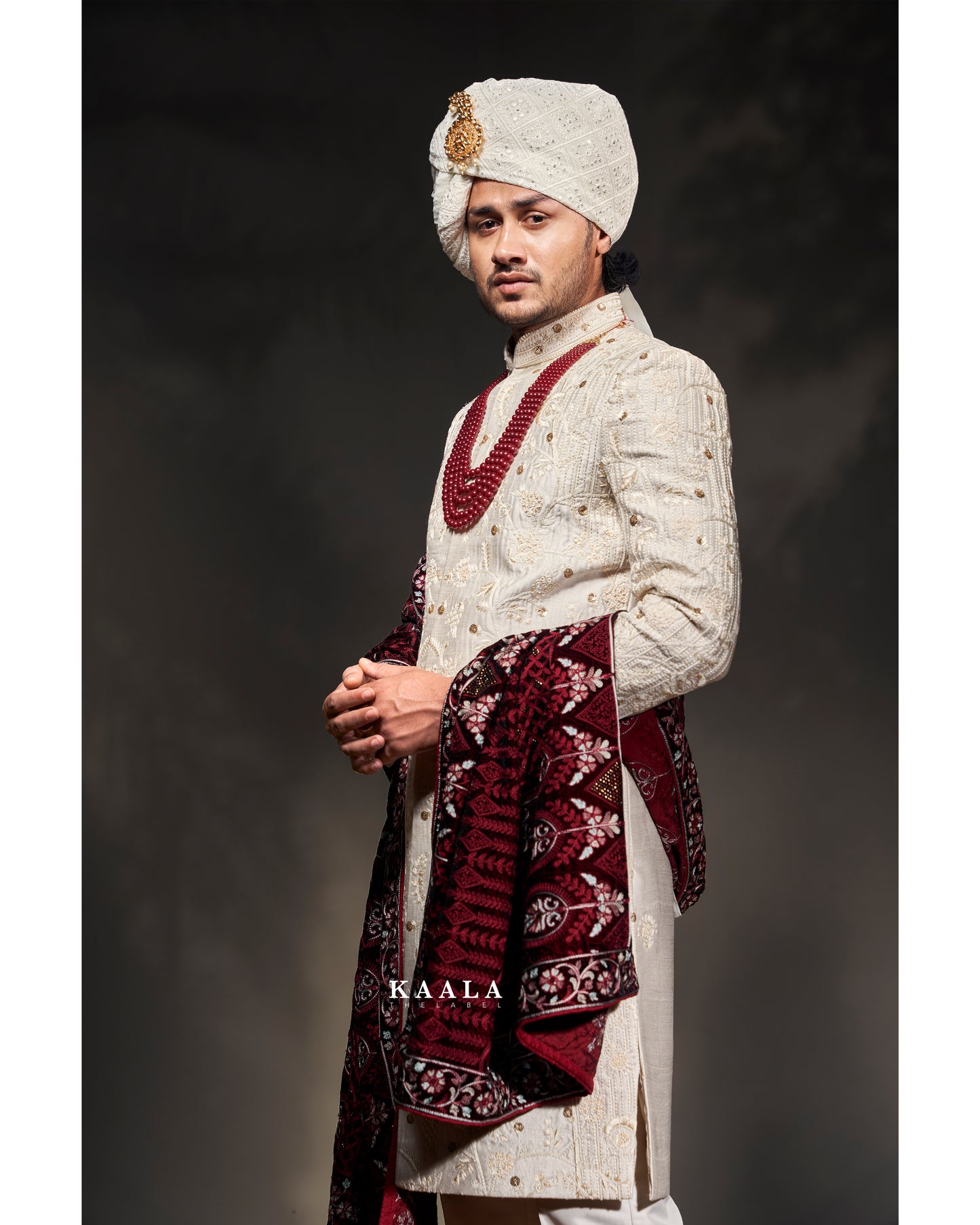 Ivory Embroidered Sherwani Set