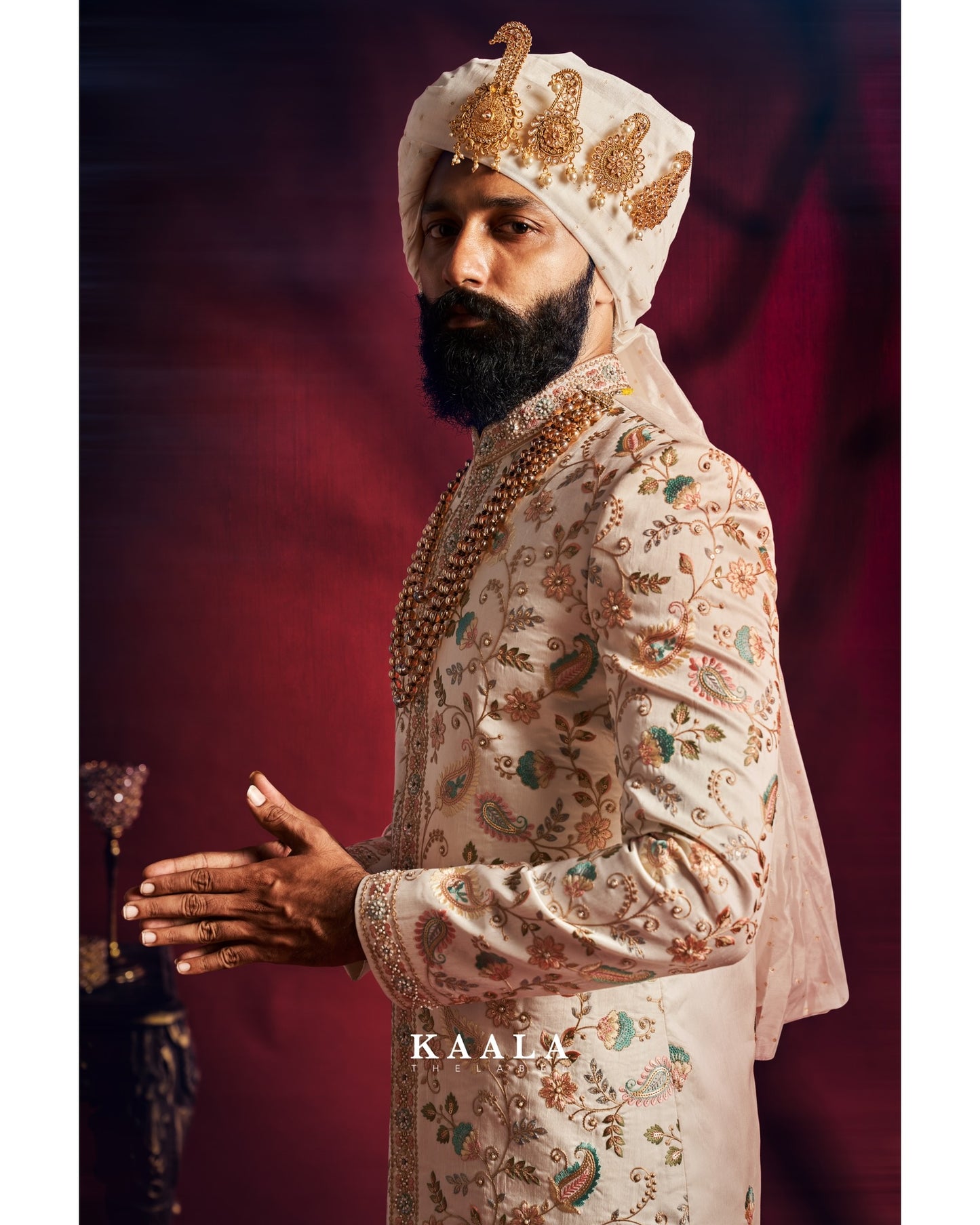 White Embroidered Sherwani Set