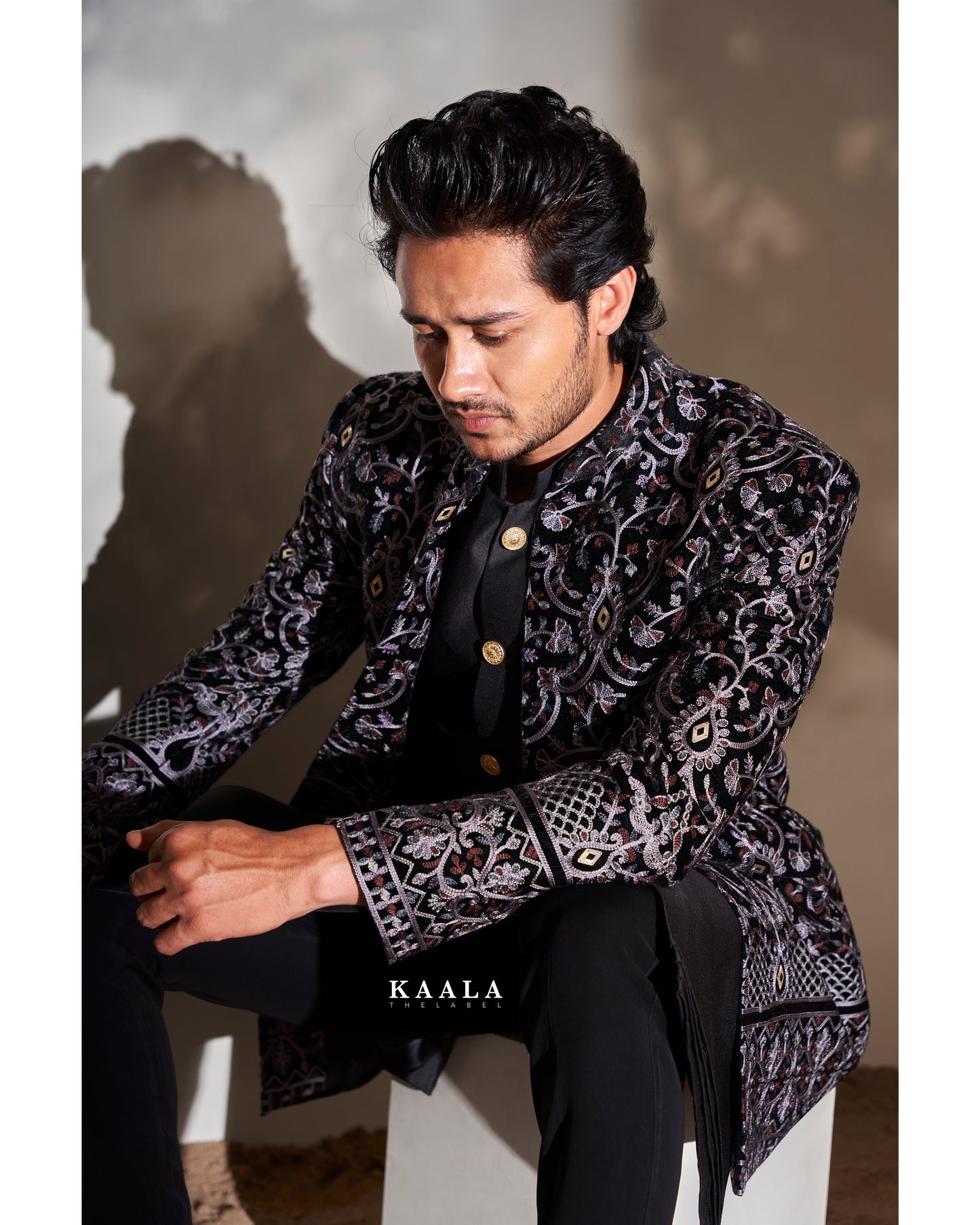 Black Embroidered Indo Set