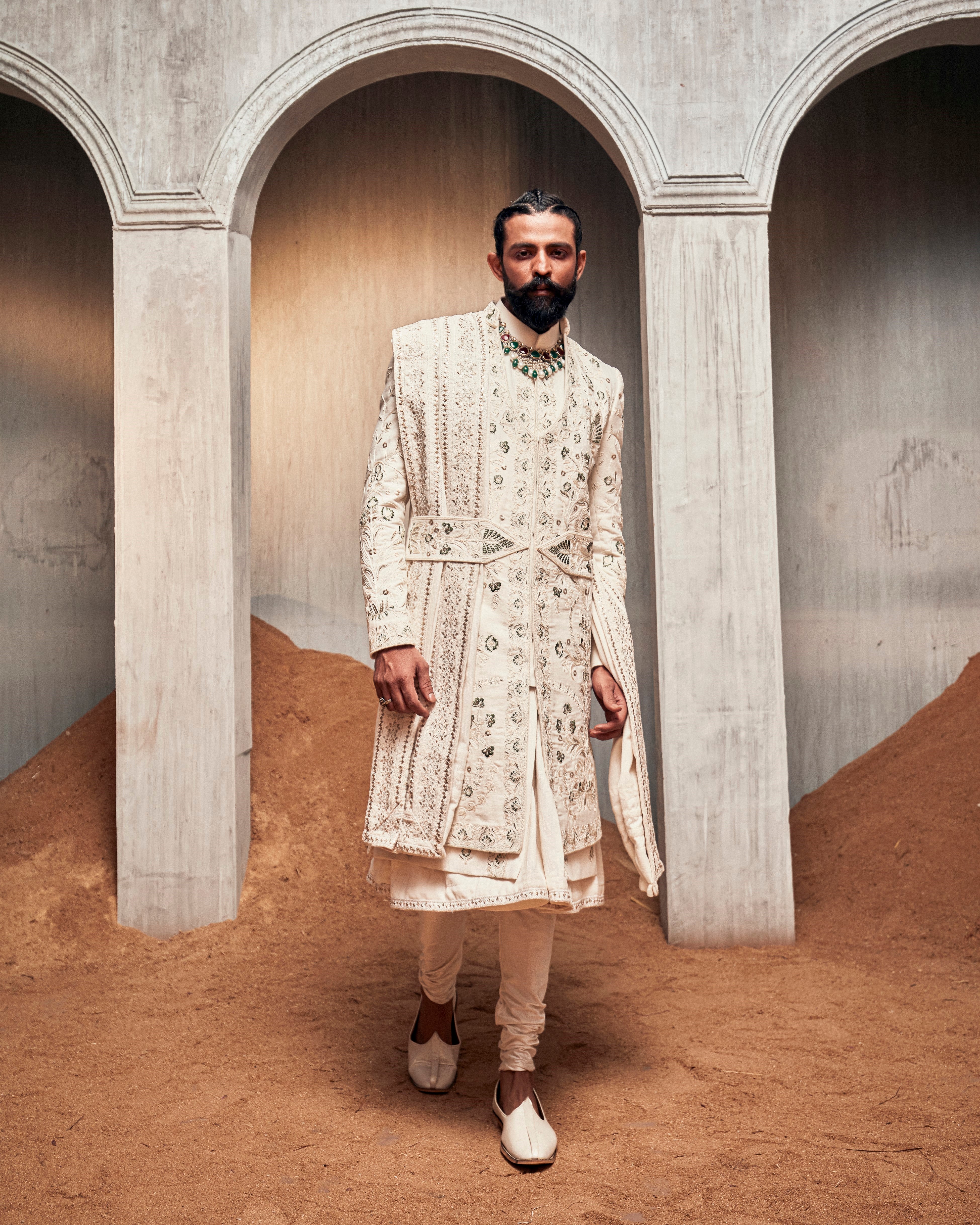 opaline embroidered sherwani set