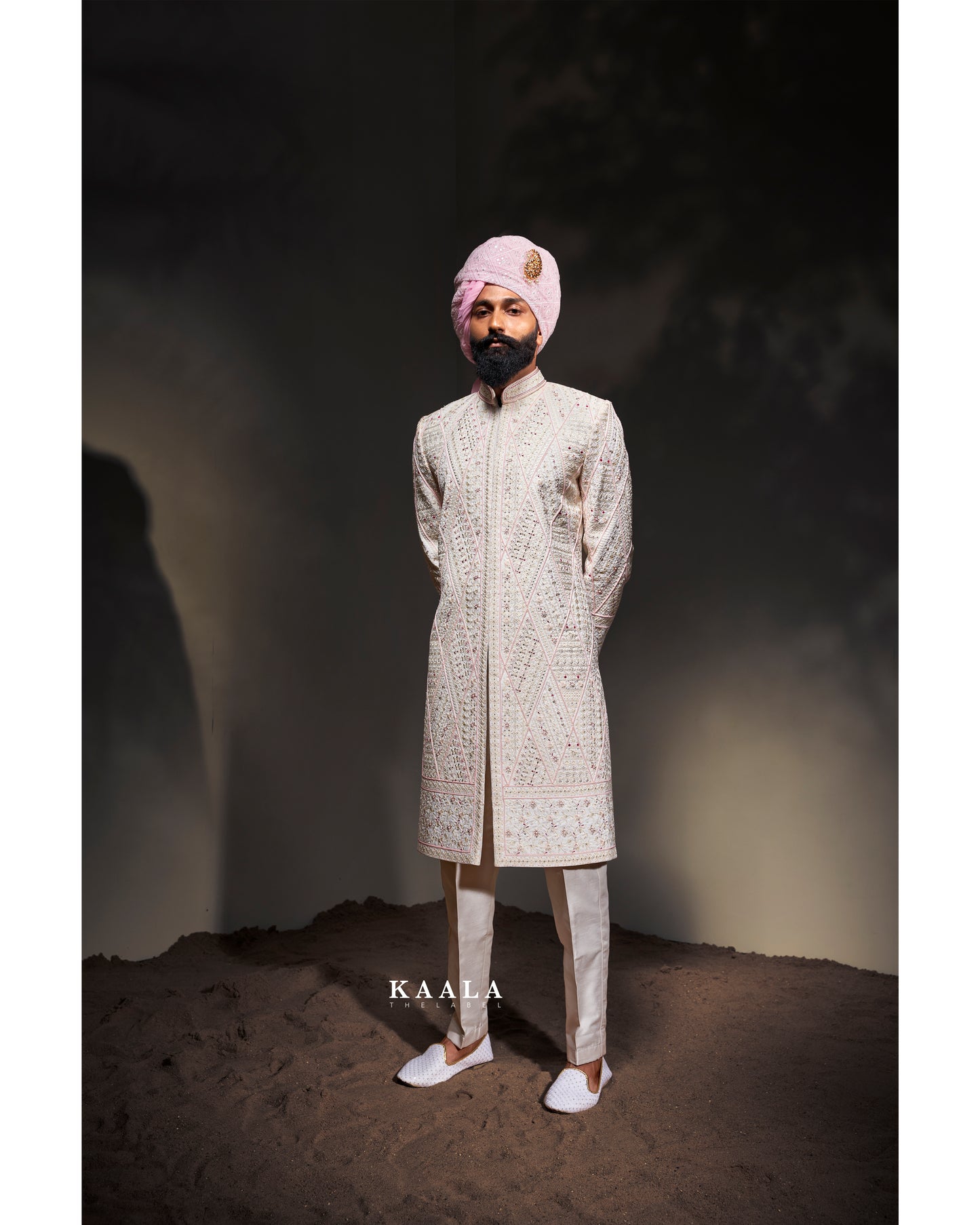 White Embroidered Sherwani Set