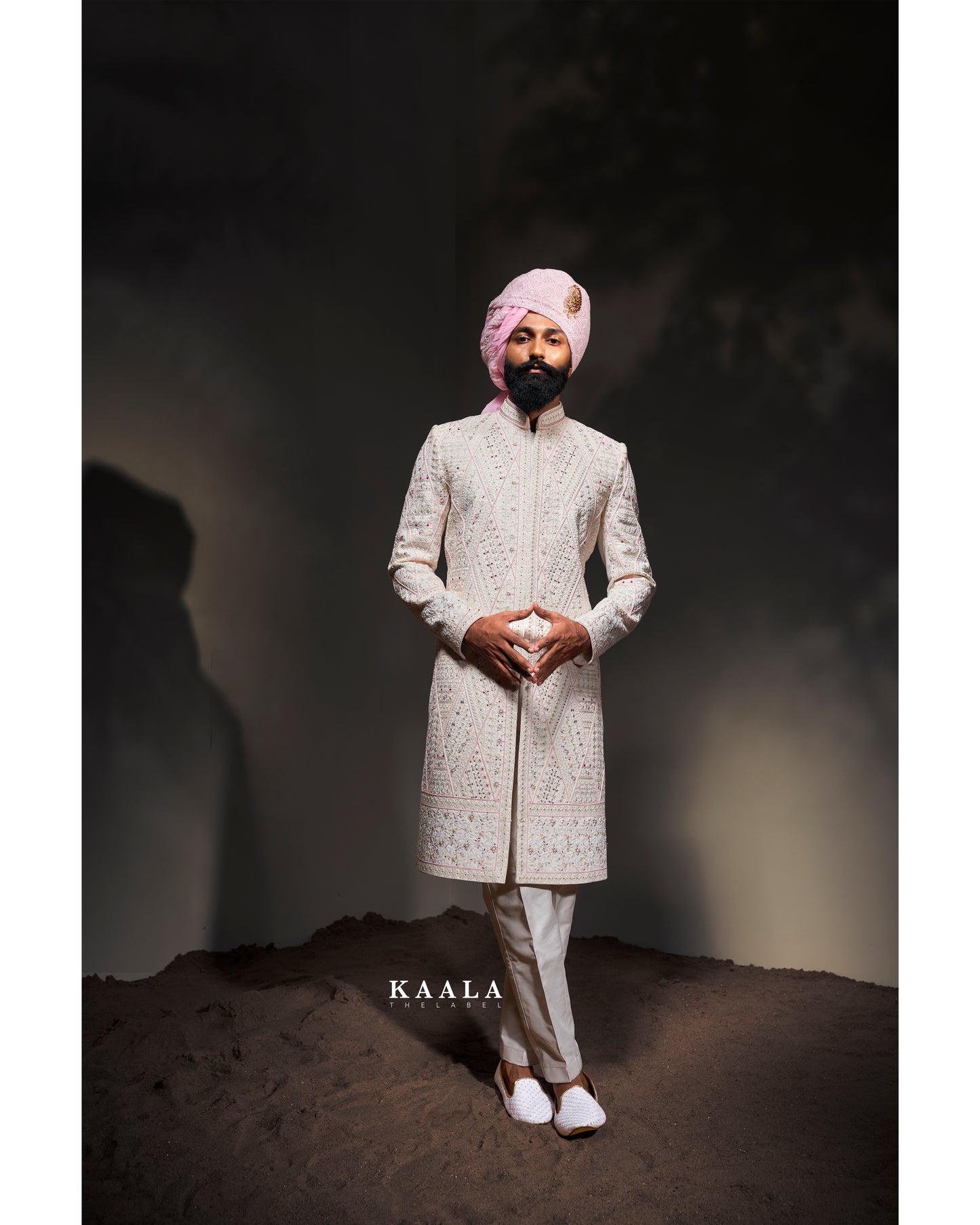 White Embroidered Sherwani Set